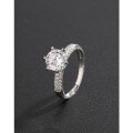 wholesale 925 Sterling Silver 1ct Zircon Ring for Women, Minimalist Luxury Small Niche High-end Emotion Couple Wedding Engagement Simulated Diamond Ring-0-1