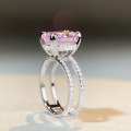 wholesale S925 Sterling Silver Ring for Women with Cherry Pink Diamond and High-End Icy Cut Zirconia, TikTok Live Hot Seller-0-2