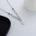 wholesale S925 Sterling Silver Splice Chain English Letter Pendant Necklace Korean Trend Minimalist Style Necklace for Women-0-3