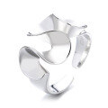 wholesale S925 Sterling Silver European and American Cross-Border Ribbed Crinkle Wave-shaped Creative Exaggerated Trendy Open Adjustable Ring for Women-0-4