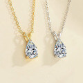 S925 Sterling Silver Moissanite Pendant Necklace, Sparkling Teardrop Design, Luxury Collarbone Chain-0-1