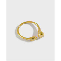wholesale S925 Sterling Silver 733 Korean Version Ins Simple and Elegant Water Drop Polished Ring for Women, Small and Minimalist, Versatile Student Ring-White Gold [No. 12/Adjustable] Opening adjustable