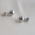 wholesale Metal: 925 Silver Plated with White Gold European and American Minimalist Personality Bright Round Ball Earrings, Niche Design, Light Luxury Fashion, High-end Ear Accessories-0-0
