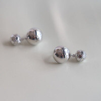 wholesale Metal: 925 Silver Plated with White Gold European and American Minimalist Personality Bright Round Ball Earrings, Niche Design, Light Luxury Fashion, High-end Ear Accessories-A pair of prices