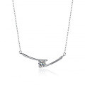 Sterling Silver Pendant Necklace with 1-Carat Moissanite and Fashion Cross Lightning Design-0-3