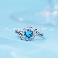 wholesale S925 Sterling Silver Custom Name Ring with Inlaid Diamonds and Colored Zircon, Original Design by Ling Cifang Jewelry, Wholesale-Silver Copper