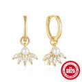 wholesale 925 Sterling Silver Marquise Diamond Pearl Hoop Earrings,INS-0-5