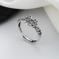wholesale S925 Sterling Silver Retro Ethnic Auspicious Ruyi Coin Ring with Good Meaning, Creative and Fashionable Index Finger Ring-0-2
