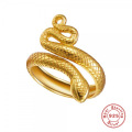 wholesale S925 Sterling Silver Open Snake Ring, a trendy and creative INS-style snake-shaped open ring accessory popular in Europe and America-0-0