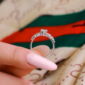 925 Sterling Silver Marquee Cut Moissanite Solitaire Ring-0-0