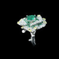 wholesale 925 Silver Gold-Plated Ring with High-Carbon Diamond, Kellyxie Muzo Green Oval Rose Secret Garden Women's Ring-0-3