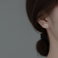wholesale S925 Sterling Silver Bow Earrings for Women, Korean Style Small Fresh and Cute Simple Ear Accessories E6411-0-0