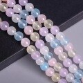 wholesale Metal Morganite Chalcedony Beads, Five-Color Colored Chalcedony Round Beads, DIY Quartzite Semi-Finished Jewelry Accessories Crystal-0-0