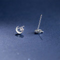 wholesale S925 Sterling Silver Fresh and Sweet Style Asymmetric Diamond-Inlaid Hollow Star and Moon Ear Studs M05822-0-4