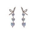 wholesale S925 Sterling Silver Three-Heart Diamond-Inlaid Bow Love Earrings Trendy Fashion Luxury Elegant Earrings-0-4