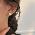 wholesale Sterling Silver S999 Snowflake Inlaid Stone Ear Studs for Women, Minimalist and Fashionable, Niche and Exquisite, Ear Piercing Friendly, Versatile Earrings-0-4
