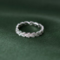 wholesale S925 Sterling Silver Diamond-Encrusted Leaf Ring, Ins Style Minimalist Design Women's Jewelry R01788-0-3