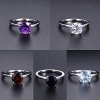 wholesale S925 Sterling Silver Versatile Natural Blue Topaz Gemstone Ring, Fashionably Simple with Crystal Accents for an Elegant Look-Zircon US size 7