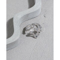 wholesale S925 Sterling Silver Korean Version INS Small and Unique Design Minimalist Irregular Surface Lava Textured Open Adjustable Ring for Women-0-1