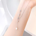 wholesale S925 Sterling Silver High-end Exquisite Adjustable Bamboo Leaf Pendant Necklace for Women, Minimalist Design, Chinese Style-0-3