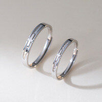 wholesale S925 sterling silver diamond-encrusted cross ring, ins style, trendy and unique, for men and women, gift jewelry R01734-S925 silver couple rings Adjustable opening