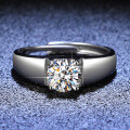 Sterling Silver Moissanite Ring, Classic Minimalist Men's Wedding Jewelry-0-0