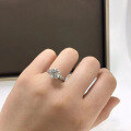 wholesale S925 Silver Jewelry 70 Six-Prong Round Diamond Honeycomb Diamond White Ring Romantic Wedding Ring Cross-Border Women's Style-0-1
