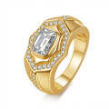 wholesale 925 silver 2ct emerald cut moissanite men's ring for cross-border Europe and America import, does not fade-0-0