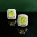 wholesale S925 Silver New 7*9 Olive Green Stud Earrings Fashion Ins Earrings for Women-0-3