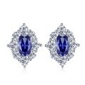 wholesale S925 Sterling Silver Geometric and Personality Tanzanite Color Inlaid Stud Earrings for Women, Hot Selling New Style-0-5