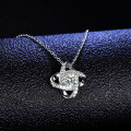 925 Silver Pendant with 1-Carat Moissanite, Four-Leaf Clover Windmill Necklace for Women-0-0