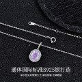Metal Alloy Teardrop Amethyst Jewelry Set, Necklace and Earrings-0-0