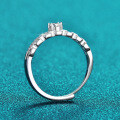 Sterling Silver Double-Layer Chain Ring with Full Moissanite, Dainty and Versatile Gift-0-1