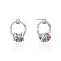 wholesale S925 Silver Colored Zircon Interlocking Hoop Earrings for Women, Korean Style Simple and Fashionable Personalized Ear Accessories, Drop Shipping-0-4