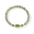 wholesale Metal material, Hetian jade green jade bracelet for women, new Chinese style plain pendant bracelet for women, versatile high-end retro elegant minimalist gift-0-4