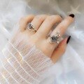 wholesale S925 Sterling Silver Fashion Trendsetter Korean Japanese Personality Minimalist Retro Exaggerated Rose Flower Ring with Grand Temperament-0-3
