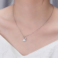 wholesale [999 Solid Silver] Three Lives with Apricot Necklace for Women, Summer Small and Exquisite Advanced Feeling Ginkgo Leaf Shell Pendant, Versatile Collarbone Chain-0-3