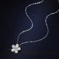 925 Silver Pendant with 1-Carat Moissanite, Camellia Necklace-0-1