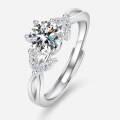 PT950 Platinum Plated 925 Sterling Silver Floral 1-Carat Moissanite Engagement Ring-0-2