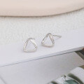 wholesale S925 Sterling Silver Geometric Triangle Stud Earrings for Women, Korean Style Hollow-Out Minimalist Fashion Earrings, Christmas Gift-0-3