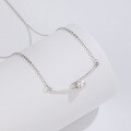 wholesale S925 Sterling Silver European Style Cross Chopsticks Pearl Necklace for Women, Light Luxury Versatile Freshwater Pearl Collarbone Chain-0-2