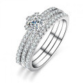 Sterling Silver Moissanite Three-Row Stackable Ring Set-0-2