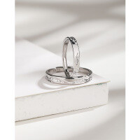 wholesale 925 Sterling Silver Couple Rings, Sweet Erosion Glacier Niche Design High-end Matching Bands Adjustable for Him and Her-Women's ring with adjustable opening in 925 silver