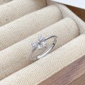 wholesale S925 Sterling Silver Bow Ribbon Inlaid with Diamond Ring for Women, New Fashionable and Luxurious, Minimalist and High-End-0-3