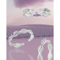 wholesale S925 Sterling Silver Korean Version Small Geometric Rhombus Design with Elegant Advanced Purple Zircon Inlaid Open Adjustable Ring-0-1