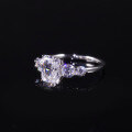 wholesale S925 Sterling Silver with Moissanite 2 Carat D Color Radiant Large Center Stone Ring with Certificate-0-4