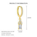 wholesale S925 Sterling Silver Geometric Square Zircon Earrings For Women,。-0-4