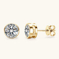 925 Sterling Silver Square Double Prong Single Stone D Color Moissanite Earrings-0-66