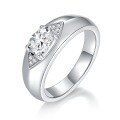 wholesale Plated in 18k Silver, Classic and Minimalist 1 Carat Moissanite Unisex Wedding Ring for Valentine's Gift-0-4