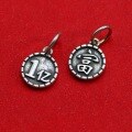 wholesale 925 Sterling Silver Vintage 100 Million Coin Fortune Attracting Small Round Pendant DIY Bracelet Braided Red Cord Accessory-0-0